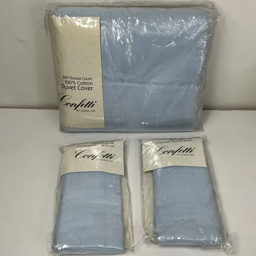 Confetti Kosen King Duvet Cover & Shams Dot Blue Set European Style Cotton